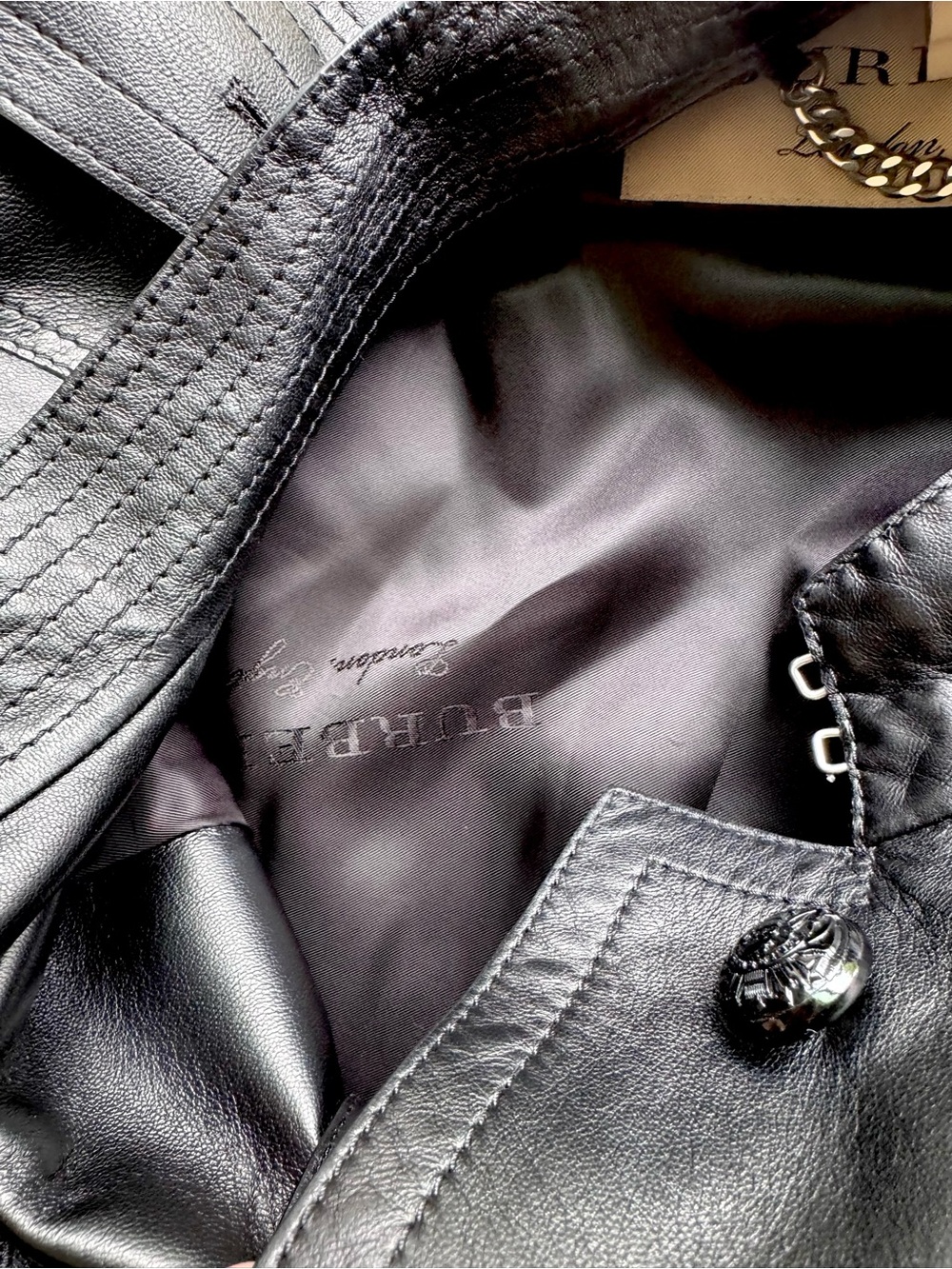 Stunning Burberry London Lamb Leather Equestrian Moto Black Jacket Coat 12 - Picture 7 of 13